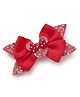 Bhoomi Collection Bow Applique Glitter Detailed Alligator Hair Clip - Red