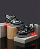FEETWELL SHOES Space Theme Designed Velcro Closure LED Shoes - Black