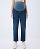 MomToBe Cotton Knit Mild Washed Maternity Jeans With Tummy Support - Denim Blue