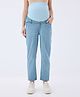 MomToBe Cotton Knit Mild Washed Maternity Jeans With Tummy Support - Sky Blue