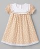Babyhug Cotton Woven Frock with Short Sleeves and Lace Floral Embroidery - Light Orange