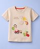 Babyhug Cotton Knit Half Sleeves T-Shirt With Farm Theme & Applique - Multicolor