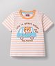 Babyhug Cotton Knit T-Shirt Half Sleeves Striped with Graphic Print Multi Color 2-3 Years