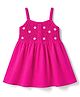 Babyhug Cotton Woven Sleeveless One Piece Dress with   Floral Embroidery - Fuchsia