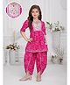 Joy Cotton Cotton Woven Three Fourth Sleeves Floral  Embroidered & Bandhani Printed Kurti & Patiala Set - Pink