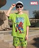 Pine Kids Marvel Single Jersey Knit Half Sleeves T-Shirt & Shorts Set with Spiderman Graphic - Green