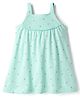 Simply Cotton Knit Sleeveless Floral Printed Frock - Sea Green
