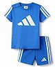 ADIDAS KIDS Cotton Knit Half Sleeves T-Shirt & Shorts Set with Logo Graphic & Tape Detailing - Blue