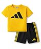 ADIDAS KIDS 100% Cotton Knit Half Sleeves T-Shirt & Shorts Set With Logo Print - Yellow & Black