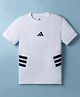 ADIDAS KIDS Cotton Knit Half Sleeves T-Shirt With Logo Print - White