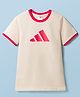 ADIDAS KIDS Cotton Knit Half Sleeves T-Shirt With Logo Print - White