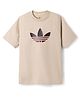 ADIDAS KIDS 100% Cotton Knit Raglan Half Sleeves T-Shirt With Logo Print - Beige