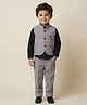 Rikidoos Cotton Woven Full Sleeves Solid 3 Piece Party Suit - Grey & Black