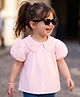 Babyoye Cotton Woven Tops Solid Half Sleeves Crochet Collar Light Pink 6-9 Months