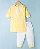 Blabber Three Fourth Sleeves Floral Embroidered Kurti Patiala Set - Yellow