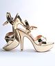 Shoetopia Metallic Finish Criss Cross Strap Buckle Closure Platform Block Heels - Golden