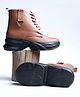 Shoetopia Abstract Applique Detailed Zip Closure Boots - Tan