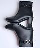 Shoetopia Abstract Applique Detailed Zip Closure Heel Boots - Black