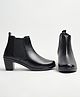 Shoetopia Solid Slip On Boots -  Black
