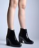 Shoetopia Solid Zip Closure  Boots - Black