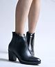 Shoetopia Solid Zip Closure  Boots - Black
