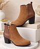 Shoetopia Solid Zip Closure Boots - Tan