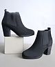 Shoetopia Solid Slip On Boots - Black