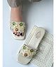 Shoetopia Floral Designed Stone Embellished Strap Detailed Sandals - Golden