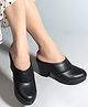 Shoetopia Solid Slip On Platform Mules - Black