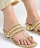 Shoetopia Rhinestones Embellished Block Heel Kolhapuri Sandals - Gold