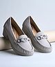 Shoetopia Metal Applique Detailed Slip On Loafers - Grey