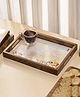 DULI Multipurpose Durable Serving Tray In Mango Wood With Enamel Coating For Home & Dining Table - Beige