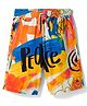 UCB Cotton Knit Knee Length Shorts with Abstract Print - White
