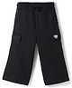 UCB Knit Full Length Solid Colour Lounge Pant with Heart Patch & Cargo Pocket - Black