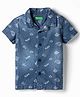 UCB Cotton Woven Half Sleeves Denim Shirt With Basketball Print - Blue