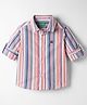 UCB Cotton Woven Full Sleeves Striped Shirt - Red
