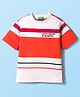 UCB Cotton Knit Half Sleeves Striped T-Shirt - Red &  White