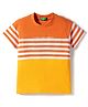 UCB Cotton Knit Half Sleeves Striped T-Shirt - Orange