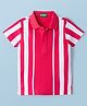 UCB Cotton Knit Half Sleeves Striped Polo T-Shirt - Red