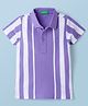 UCB Cotton Knit Half Sleeves Striped Polo T-Shirt - Violet