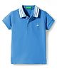 UCB Cotton Knit Half Sleeves Solid Color Polo T-Shirt - Blue