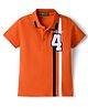 UCB Cotton Knit Half Sleeves Polo T-Shirt With Number Embroidery - Rust Orange