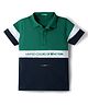 UCB Cotton Knit Half Sleeves Cut & Sew Polo T-Shirt With Brand Name Print - Green