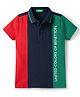 UCB Cotton Knit Half Sleeves Cut & Sew Polo T-Shirt with Brand Name Print - Red