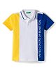 UCB Cotton Knit Half Sleeves Cut & Sew Polo T-Shirt with Brand Name Print - Yellow