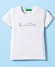 UCB Cotton Knit Half Sleeves T-Shirt With Glitter Print - White