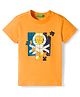UCB Cotton Knit Half Sleeves T-Shirt With Logo Print - Orange