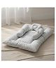 GRASPING FINGERS Premium Kitty Face Themed Cotton Baby Bedding Set With Head Support Pillow & 2 Side Bolsters  - Blue