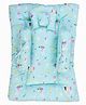 GRASPING FINGERS Premium Rabbit Fun Themed Cotton Baby Bedding Set With Head Support Pillow & 2 Side Bolsters  - Aqua