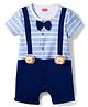Babyhug 100% Cotton Romper Knit Half Striped Romper with Bow Applique - Multicolor